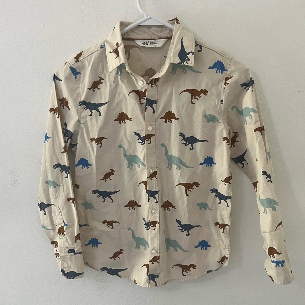 H&M Dinosaur Print Long Sleeve Shirt, Size: 10